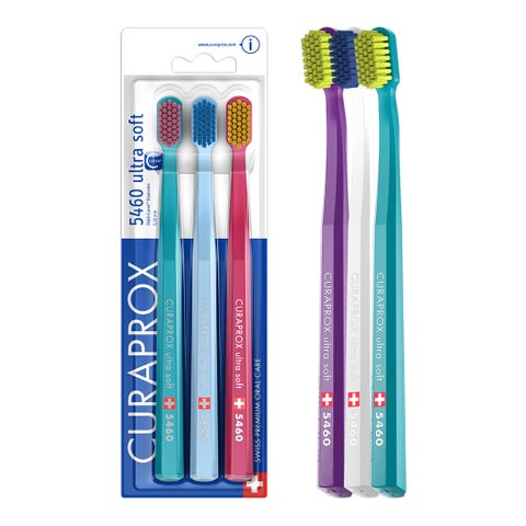 CS 5460 Ultra-Soft Toothbrush | 3-Pack Manual Toothbrush for Adults with 5460 CUREN® Bristles | Gentle on Gums, Removes Plaque Effectively | Surprise Colour